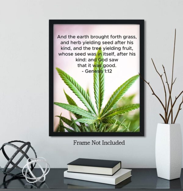Genesis 1:12 - Medical Marijuana Wall Decor - Cannabis Gifts - Cannabis Decor - Herb Yielding Seed - Weed Plan Poster, Print, Canvas - 11x14 unframed print - Image 6