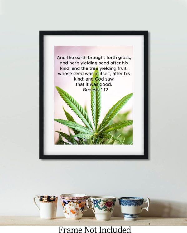 Genesis 1:12 - Medical Marijuana Wall Decor - Cannabis Gifts - Cannabis Decor - Herb Yielding Seed - Weed Plan Poster, Print, Canvas - 11x14 unframed print - Image 7