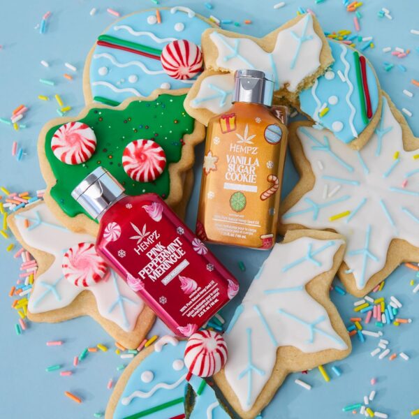 Hempz Holiday Mini Lotion Gift Set, Pink Peppermint & Frosted Vanilla Sugar Cookie Moisturizer, Sweets & Treats Duo, 2.25 oz - Image 5