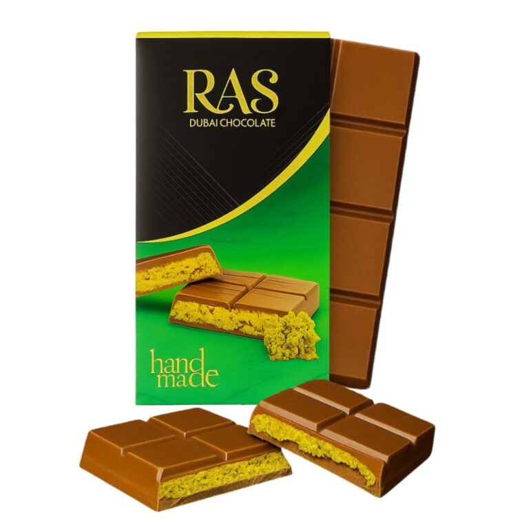 Viral Dubai Chocolate Bar Pistachio – Handmade with Pistachio Cream & Crunchy Kataifi in Belgian Milk Chocolate – Luxury Middle Eastern Knafeh-Inspired Chocolate perfect for Gift, Individually Wrapped, Halal, 95g