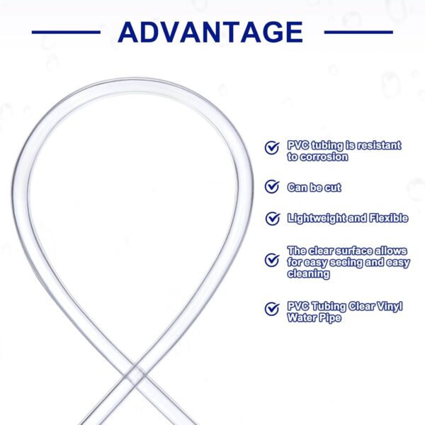 uxcell PVC Tubing, 4mm ID x 8mm OD - 13 Feet Long Clear Vinyl Water Pipe, Lightweight Plastic Flexible Water Pipe for Aquaponics, Air Hose, Irrigation - Image 3