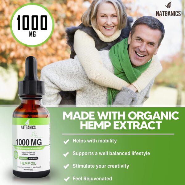 Organic Hemp Oil 1000mg - Ultra Premium Hemp Oil Drops 1000mg - Natural Hemp Oil Extract Tincture - Non-GMO Ultra-Pure CO2 Extracted Drops - Omega Fatty Acids 3 6 9 - Organically Grown & Made in USA - Image 3