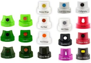 Hyatt's Master Cap Set | Spray Paint Caps Compatible with Montana Cans | Includes 18 Different Sizes and Styles