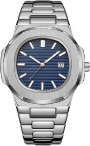 BARAMON Wrist Watches for Men, Nautilus Stainless Steel Quartz Movement Date Luxury Diamond Style Men's Luminous Hands Casual Business Watches