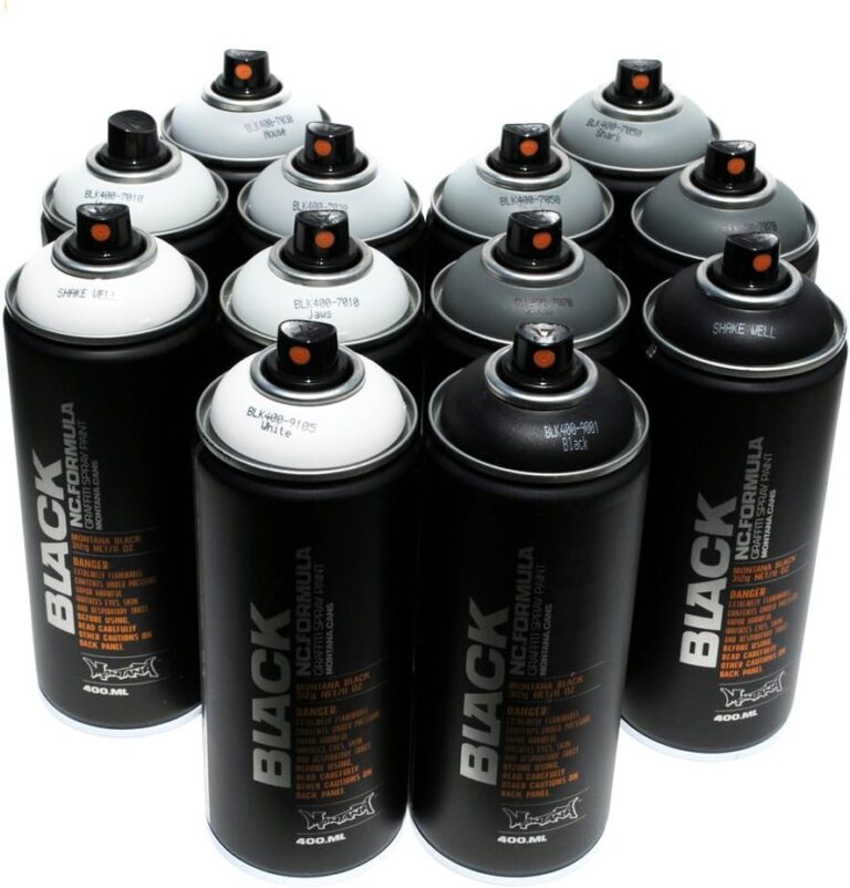 Montana BLACK 400ml Set of 12 Graffiti Street Art Mural Spray Paint (Grey Scale)