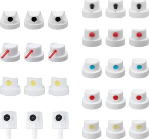 Universal Spray Paint Caps for Female Cans-Spray Can Nozzle - Adapter Replacement Spray Paint Nozzles Spray Paint Tips -Pack of 27, Spray Sizes 0.2" - 7"