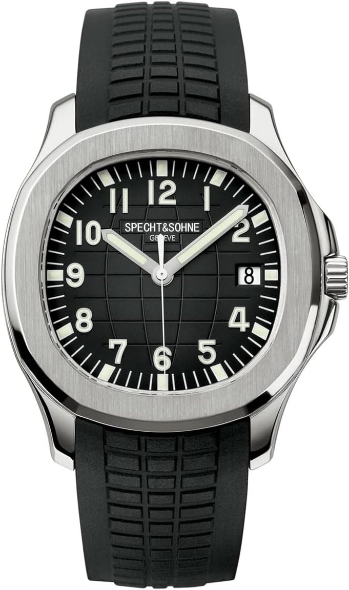 TACTO Specht&Sohne Automatic Watches for Men Rubber Strap Miyota 8215 Movt Classic Mechanical Sport Wristwatch Waterproof 42MM