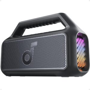 soundcore Boom 2 By Anker, Outdoor Speaker, 80W, Subwoofer, BassUp 2.0, 24H Playtime, IPX7 Waterproof, Floatable, RGB Lights, USB-C, Custom EQ, Bluetooth 5.3, Portable for Camping, Beach, and Backyard