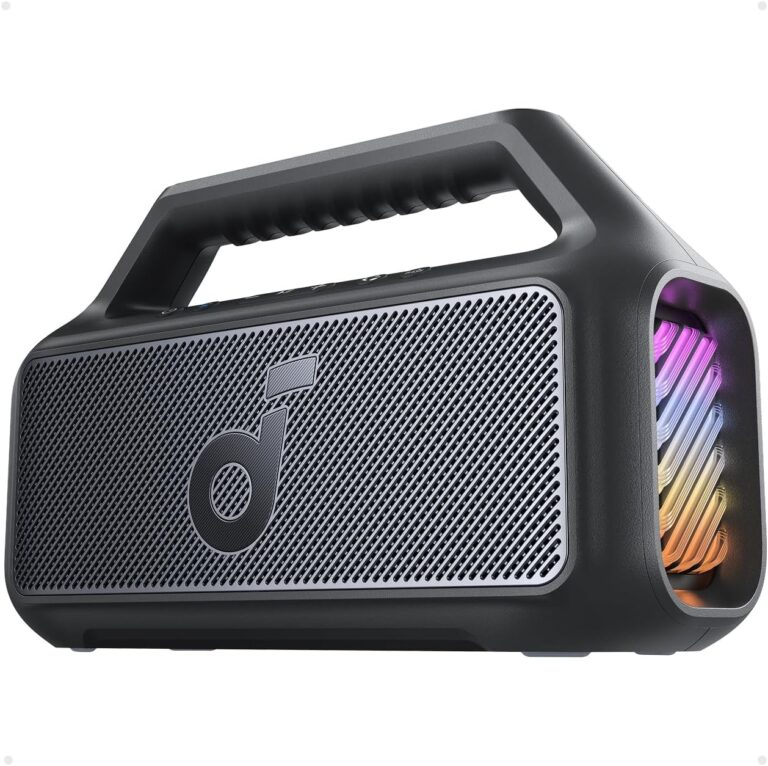 soundcore Boom 2 By Anker, Outdoor Speaker, 80W, Subwoofer, BassUp 2.0, 24H Playtime, IPX7 Waterproof, Floatable, RGB Lights, USB-C, Custom EQ, Bluetooth 5.3, Portable for Camping, Beach, and Backyard