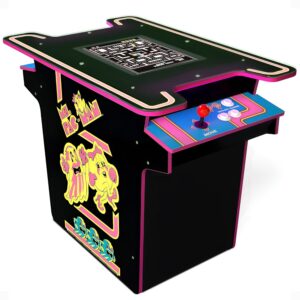 Arcade1Up Ms. PAC-MAN Head to Head Arcade Table with 12 Games, Multiplayer Control Panel, and 17 Inch Color LCD Screen, Black Series Edition