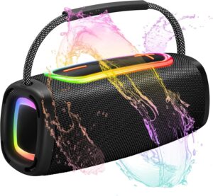Bluetooth Speakers, Portable Wireless Speaker with 24W Loud Stereo Sound, BT5.3, IP6 Waterproof, 24H Playtime, Portable Speaker with RGB Multi-Color Rhythm Lights for Home/Party/Outdoor/Beach as Gift
