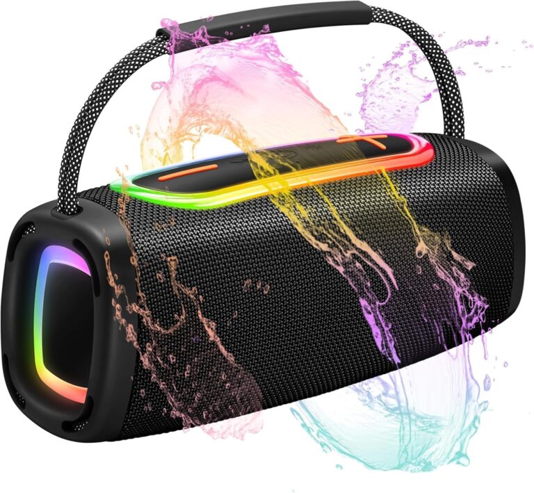 Bluetooth Speakers, Portable Wireless Speaker with 24W Loud Stereo Sound, BT5.3, IP6 Waterproof, 24H Playtime, Portable Speaker with RGB Multi-Color Rhythm Lights for Home/Party/Outdoor/Beach as Gift