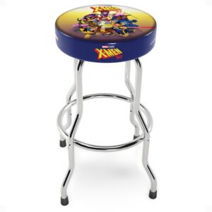 ARCADE1UP Adjustable Padded Arcade Stool with Extending Legs, Marvel X-Men '97 – Home Arcade Game Chair with Chrome-Plated Steel Frame & Foam Seat, Height Adjusts from 21.5" to 29.5" High
