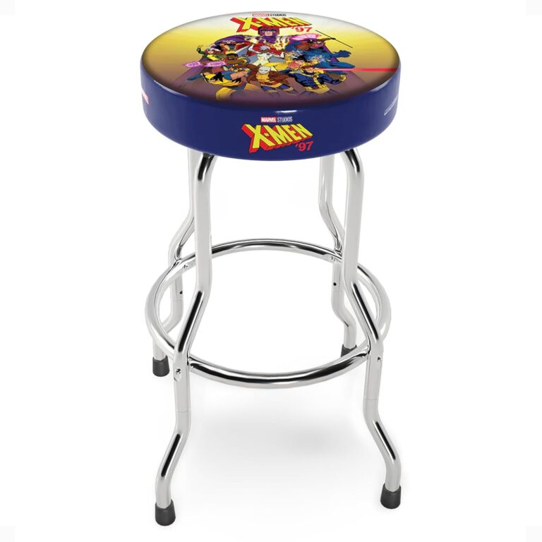 ARCADE1UP Adjustable Padded Arcade Stool with Extending Legs, Marvel X-Men '97 – Home Arcade Game Chair with Chrome-Plated Steel Frame & Foam Seat, Height Adjusts from 21.5" to 29.5" High