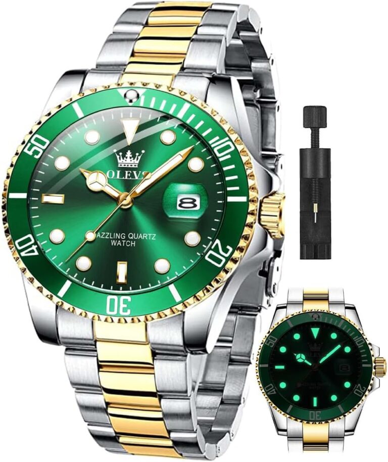 OLEVS Luxury Watches for Men Big Face Stainless Steel Business Dress Analog Quartz Watch with Day Waterproof Luminous Mens Wrist Watch
