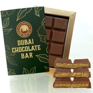 Dubai Pistachio Chocolate Kunafa Bar - 200g (7 oz) - Luxury Dessert - Crispy Kunafa, Rich Pistachio Cream - Viral Dubai Chocolate Bar - Original Size