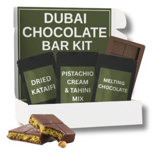 Dubai Chocolate Bar Kit Master, Includes Pistachio Cream & Tahini, Kataifi, Milk Choc Melting Wafers, Jumbo Bar Mold & Instructions, DIY Dubai Chocolate Bar Pistachio Kit