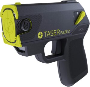 TASER Pulse 2 Self-Defense NMI Stun Device Compact, Lightweight 8oz Personal Protection Tool with 2 Cartridges, Rugged Carrying Case, Lithium Battery, Conductive Practice Target, Soft Carry Sleeve