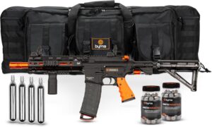 Byrna Mission 4 Bundle CO2 Powered Shoulder Fired Launcher with Rifle Bag - Ultimate Tool for Non Lethal | Self | Home | Personal | Defense, Training - .68 Caliber