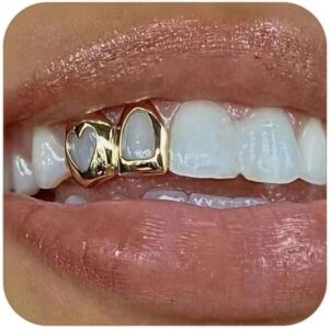 Longita Gold Grills for Your Teeth Grillz for Women Teeth Men Gold Tooth Cap Grillz for Women Golden Tooth Jewelry Hollow out Heart Mouth Grills Men Hip Hop Outfits Custom Accessory Halloween Party
