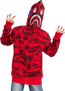 Unisex Camouflage Hoodie with Shark Embroidery, Full Zip, Lightweight Couple sweatshirts heavyweight hoodie