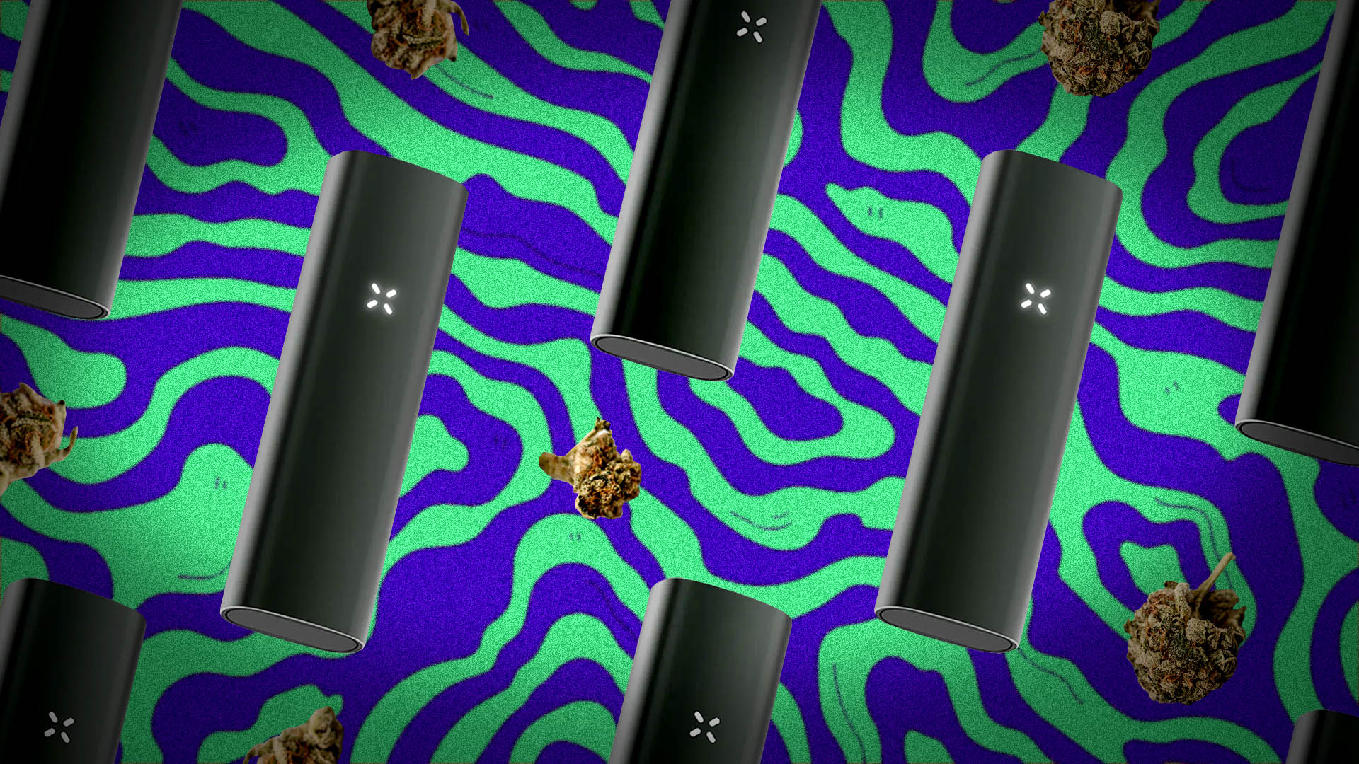 PAX flow vaporizer device on a colorful background