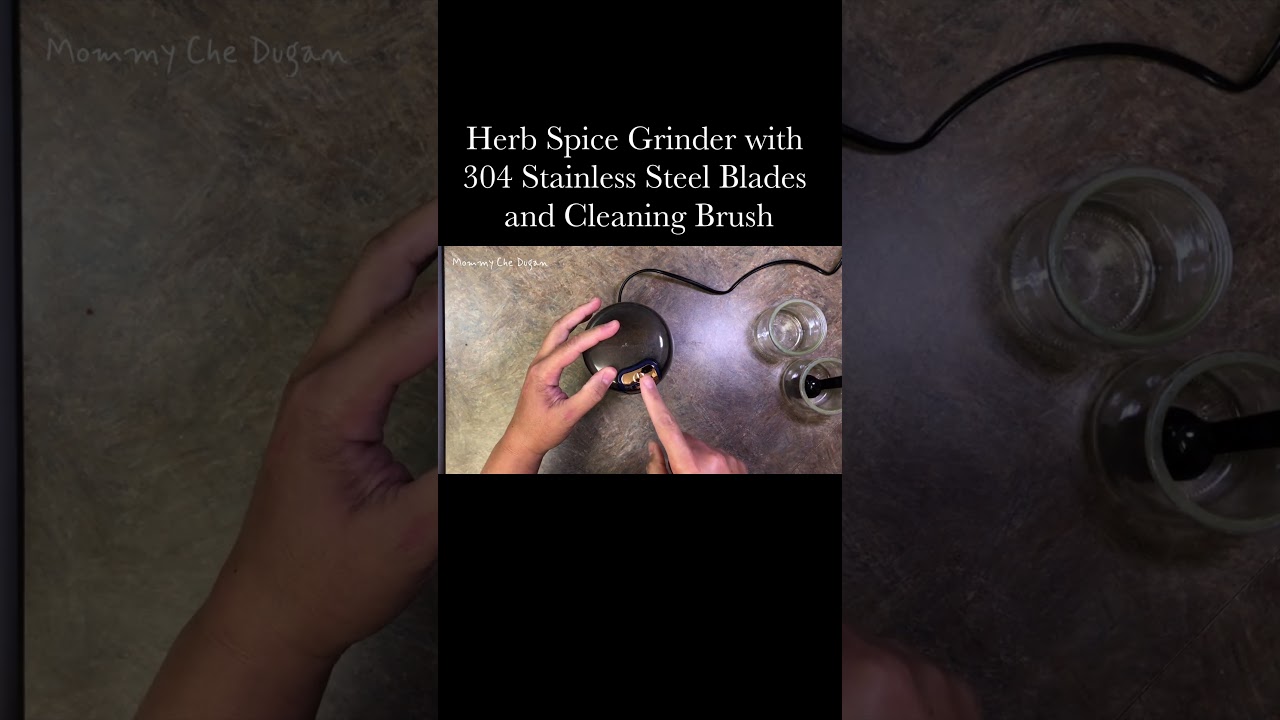 Herb Spice Grinder with 304 Stainless Steel Blades and Cleaning Brush