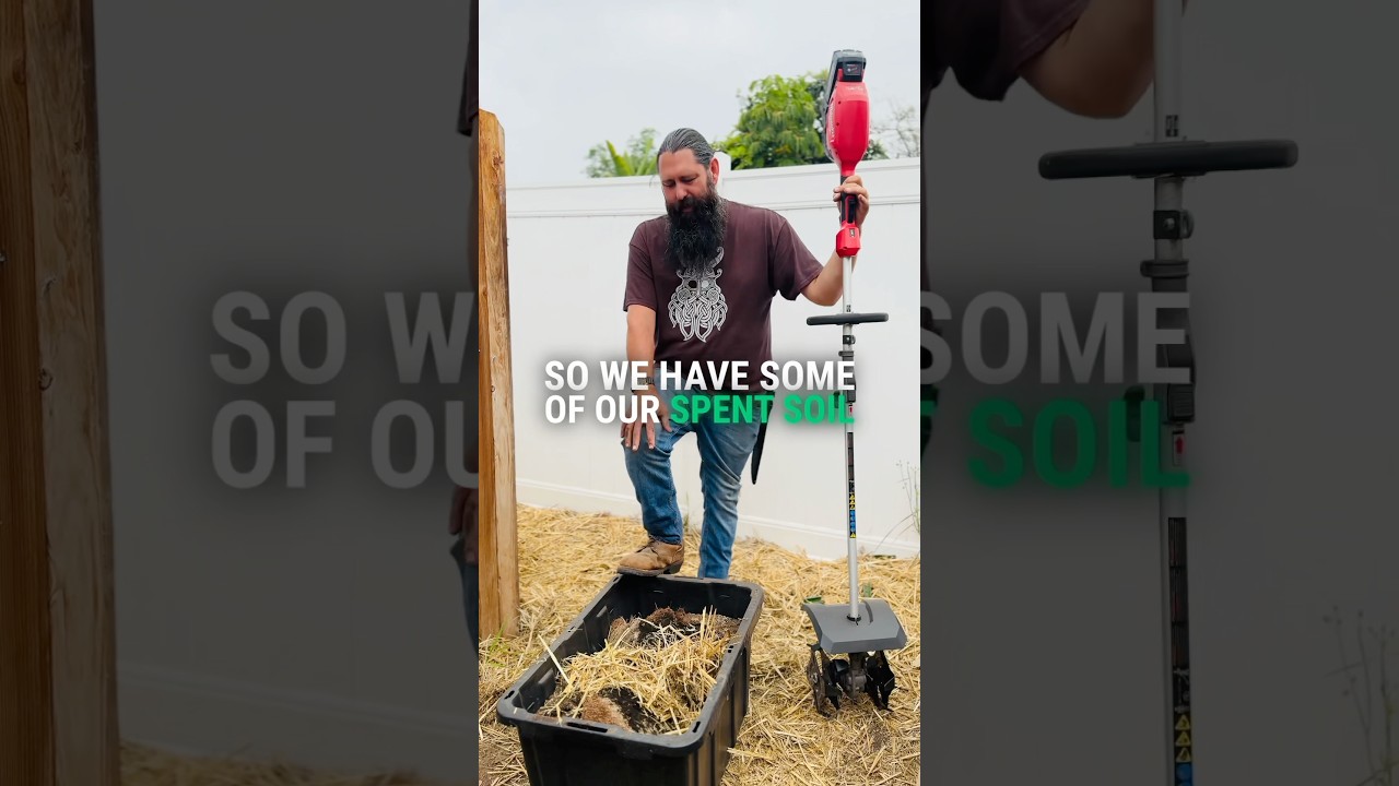 Breaking up old root balls and blending in fresh amendments — giving this soil new life 🌱