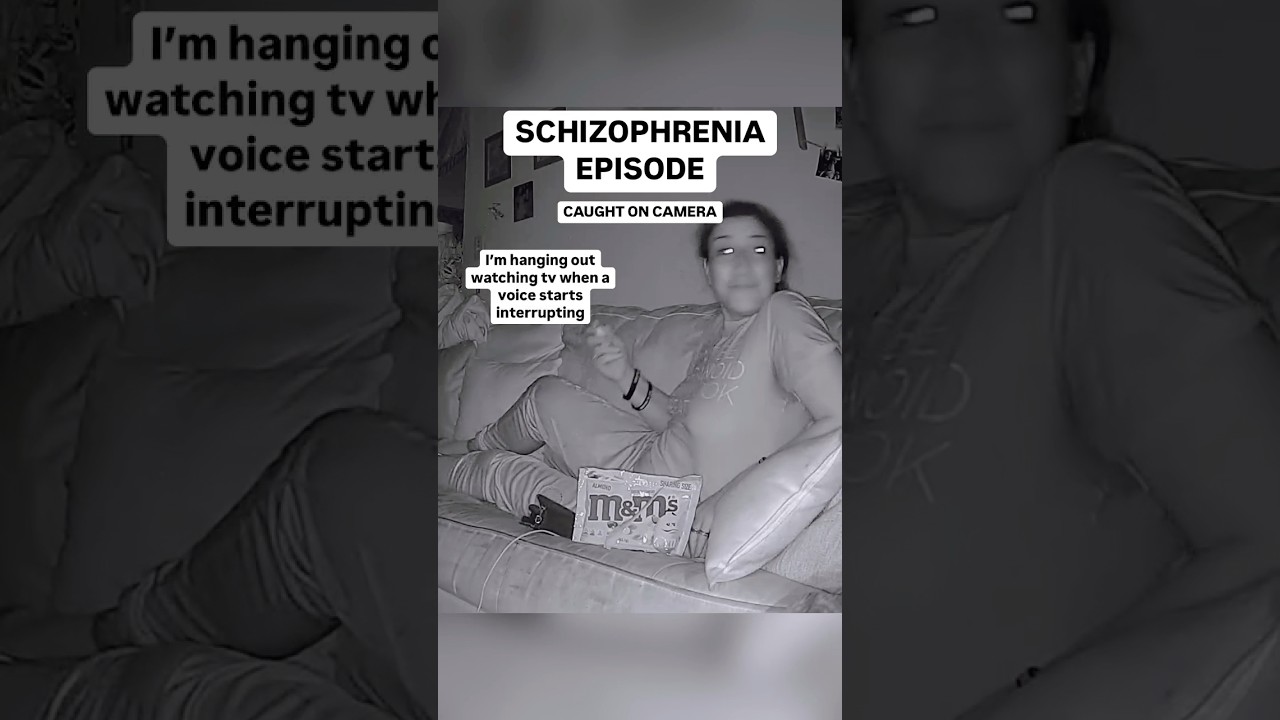 Schizophrenic hearing voices while eating m&m’s