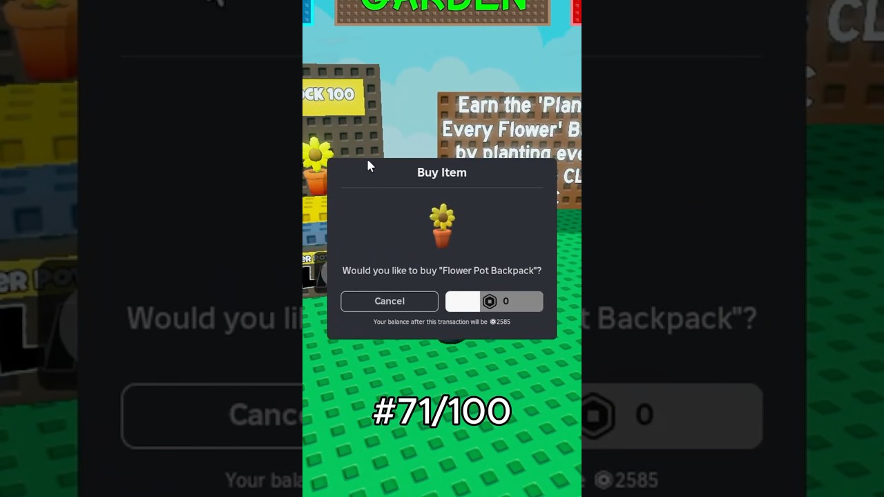 Sniping FREE Limited UGC Flower Pot Backpack From Grow a Flower Garden (FREE UGC EP.1) #growagarden