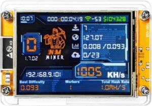 Bitcoin Lottery Miner, NerdMiner 1000KH/s ESP32 BTC 2.8" Solo Miner, Low Power Display Lucky Miner Hashrate Module for Crypto