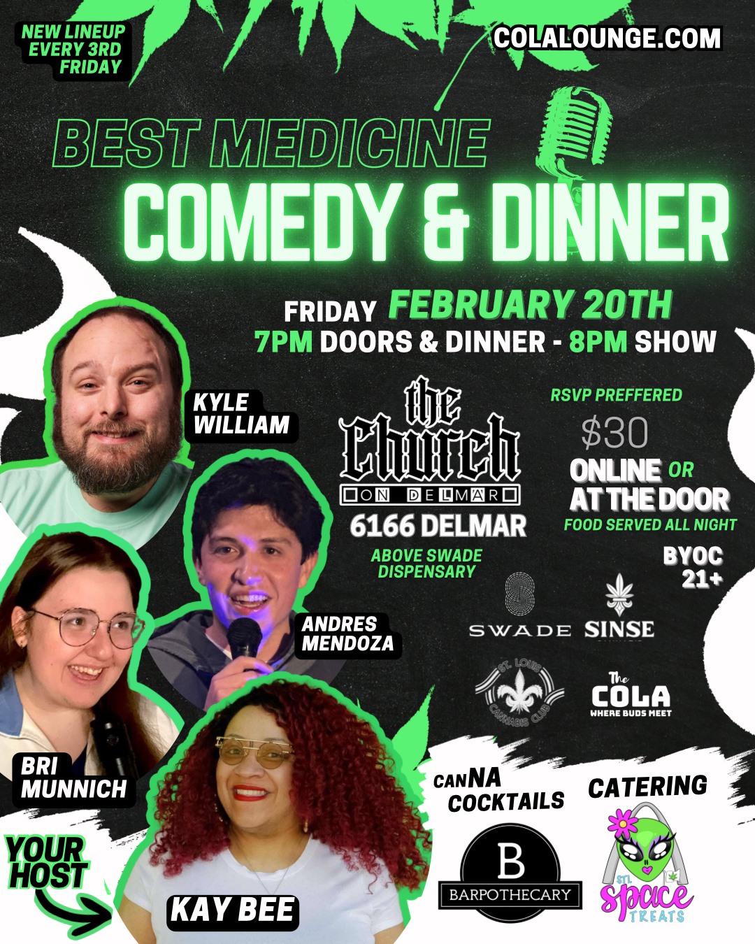 Cannabis-friendly comedy and dinner series expands to new venue in The Loop above SWADE Dispensary — Greenway Magazine