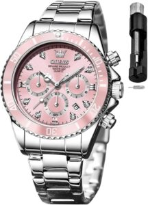 OLEVS Womens Watch Fashion Dress Diamond Female Watches for Ladies Analog Quartz Stainless Steel Waterproof Luminous Day Date Two Tone Wristwatch