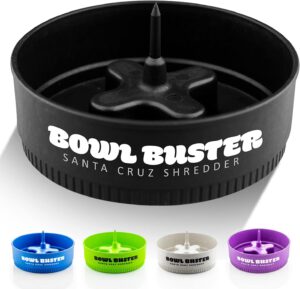 Santa Cruz Bowl Buster Ashtray with protective cap - Poker with Sturdy & Convenient Design - Four large bowl knock platforms, Mess-Free & Heat Resistant Cleaning tool