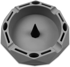 Silicone Geometric Ashtray - Gray | Unbreakable Multipurpose Portable Storage Tray with Glass-Friendly Tapping Center