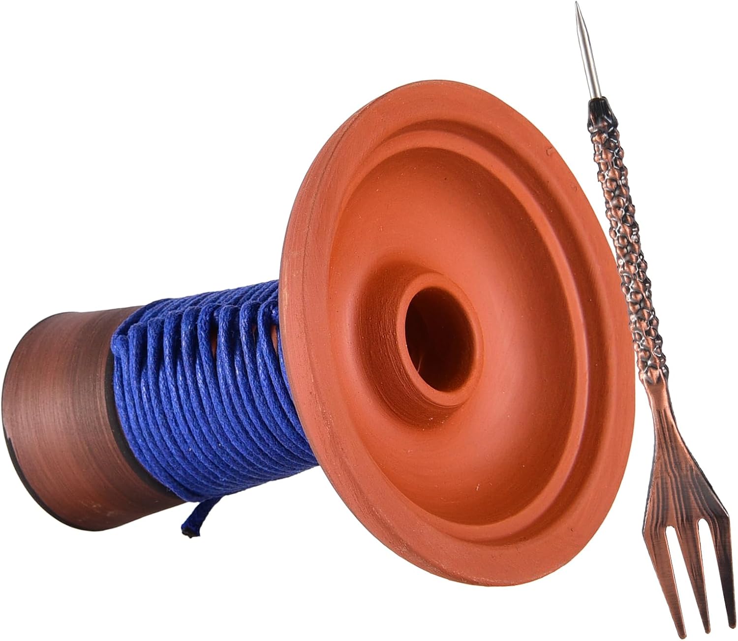 Hookah Bowl Red Clay Shisha Perfect Work with Heat Management System and Foils Attach Poker Mace Twist Shape Shisha Fork Practical Hookah Accessories (Blue)