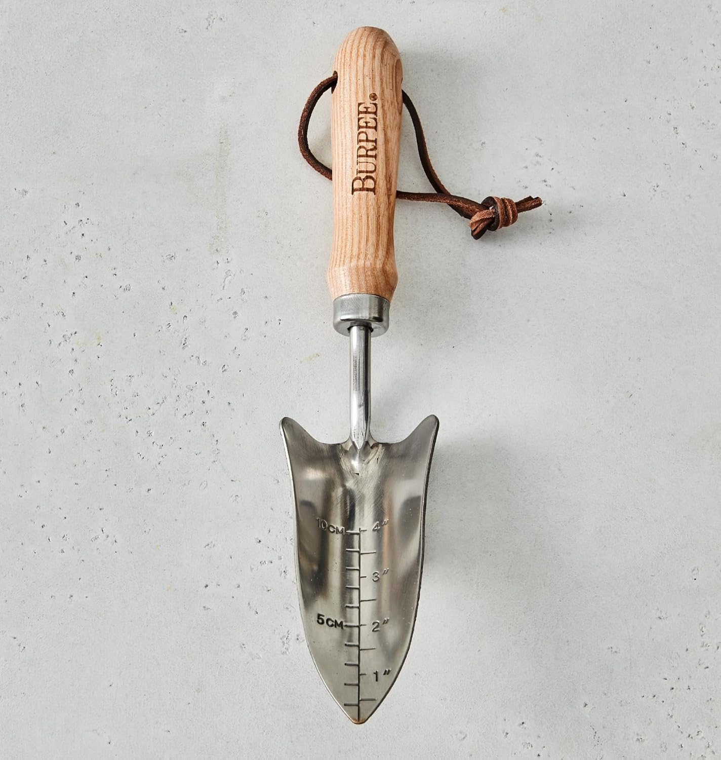 Burpee 13″ Stainless Steel Transplanter | Durable Long Lasting Garden Tool | Leather Wrist Strap 5″ Handle, Oak