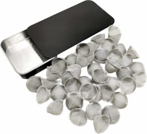 Pipe Screens 50 Pieces 3/4 Inch Tapered Design Clean Screens, 0.75 Inch 100% Stainless Steel Mesh, with a Storage Box
