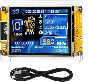 NM Bitcoin Miner, 980KH/S, 2.8" Smart Screen BTC Solo Crypto Mining Machine, Energy-Saving for Home Office Use