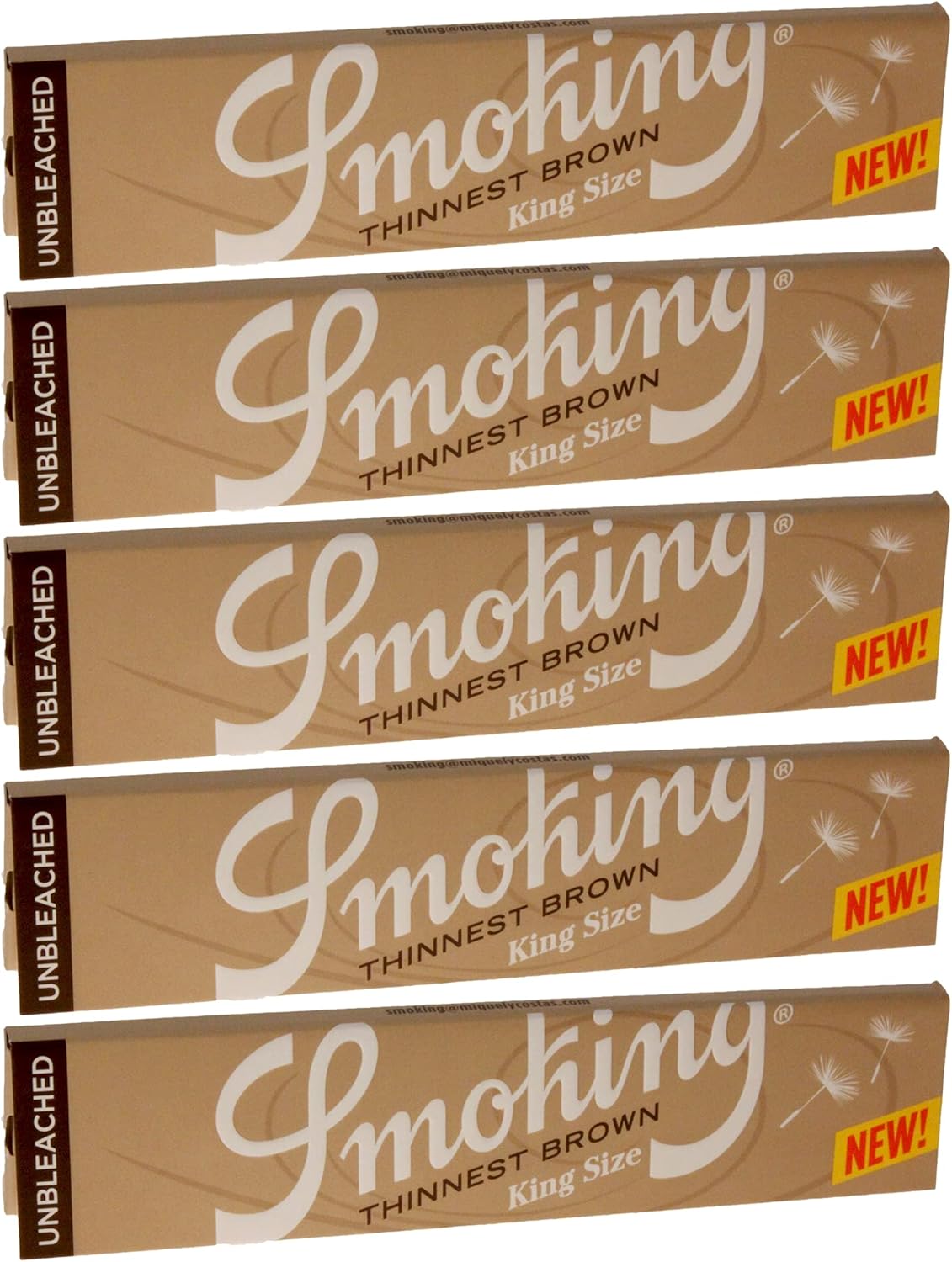 Smoking Brand Thinnest Brown Unbleached King Size (110mm) Cigarette Rolling Paper – Pack of 5