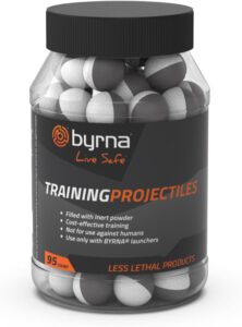 Byrna Projectiles, Pro Training, 95 Count, White/Black HD Inert Rounds