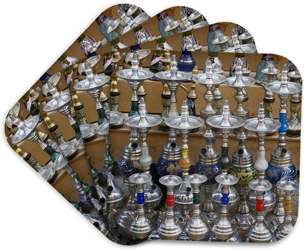 3dRose Market, Hookah Pipes in Sidewalk Shop, Luxor, Egypt-AF14 AJE0223 – Adam Jones Set of 4 Coasters – Soft