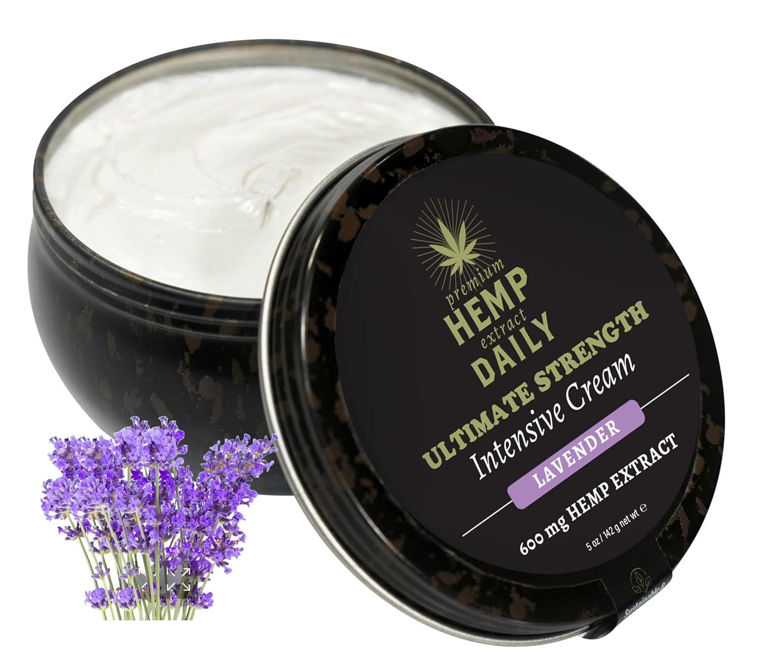 Earthly Body Premium Hemp Extract Daily Ultimate Cream – Menthol, Argan, Jojoba, Rosehips – Lightweight, Fast-Absorbing Moisturizing Topical Lotion with Essential Oils – Lavender, Single 5oz