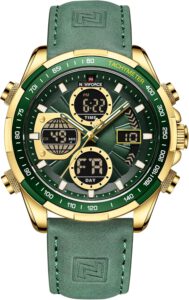 NAVIFORCE Men's Military Digital Watches Analog Quartz Waterproof Watch Sport Multifunctional Leather Wristwatch