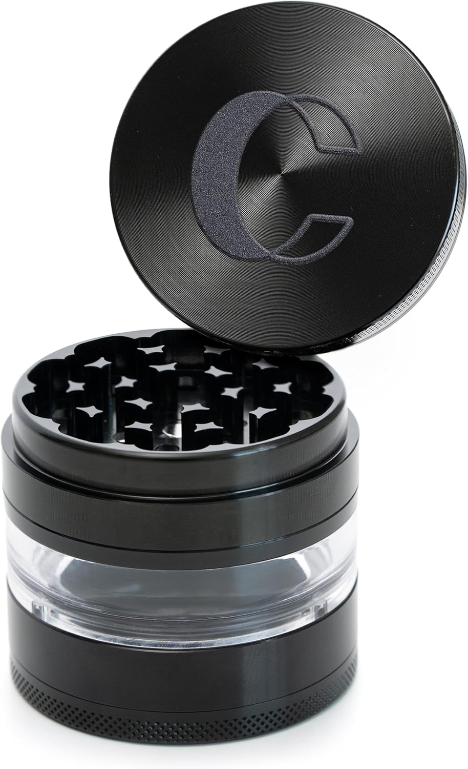 Clear Cut 4 Piece Herb Grinder – 2.75″ Manual Dry Herb Grinder, Spice Mill with Transparent Storage Chamber & Diamond-Sharp Teeth, Aluminum Alloy, Portable, Easy-Clean Design