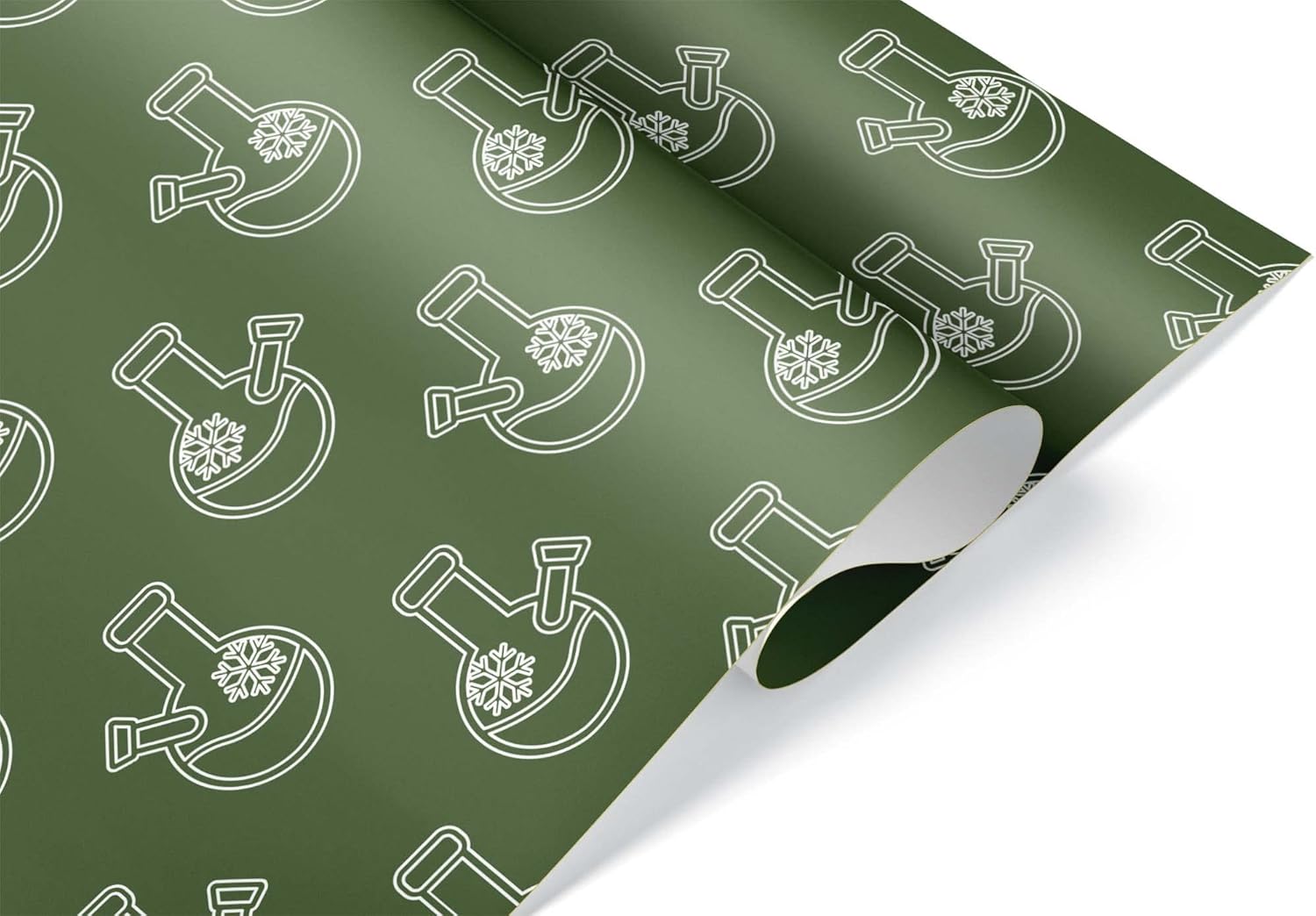 Funny Marijuana Gingerbread Snowflake Bong Novelty Christmas Wrapping Paper Premium Green Gift Wrap (20 inch x 30 inch sheet)