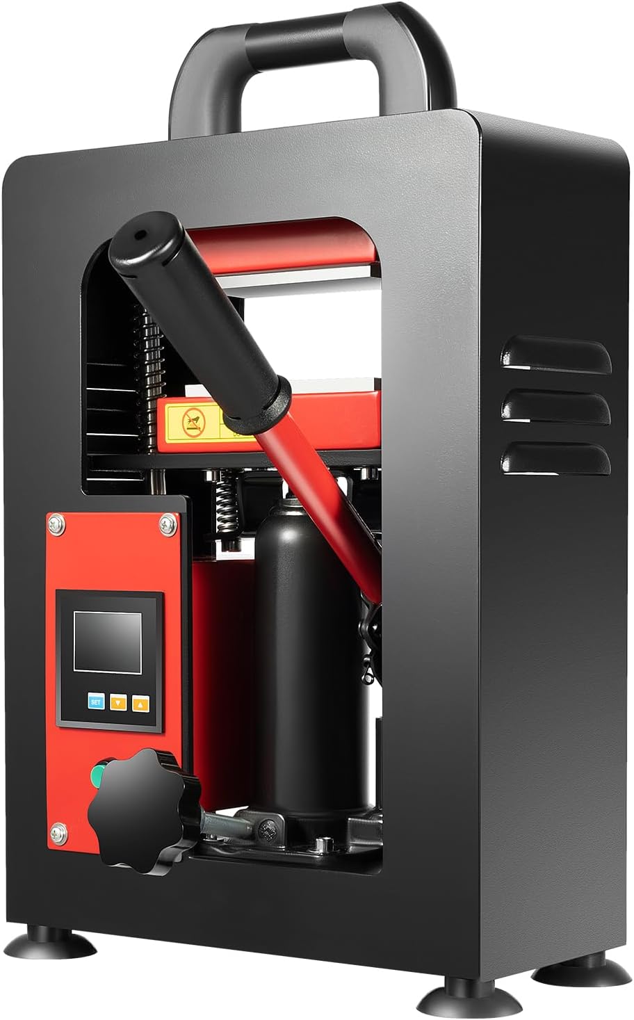 5T Manual Hydraulic Jack Heat Press Machine with Intelligent LCD Screen and Precise Pressure Gauge, 2.4 * 4.7inch Dual Heating Plate for PU, Plastic Particles, Dry Flowers&Plants
