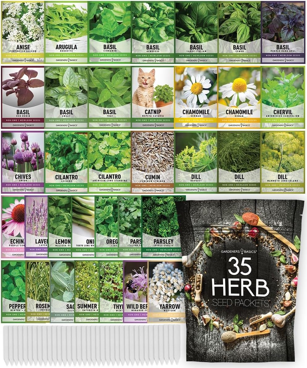 35 Medicinal Herb Seeds Variety Pack – Heirloom Non-GMO Healing & Culinary Herbs for Planting – Apothecary, Tea & Homestead Garden Kit