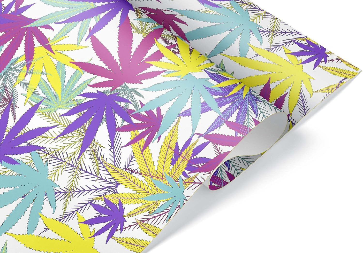 Cute Marijuana Pot Leaves Novelty Wrapping Paper Roll Premium Gift Wrap for Her Presents Colorful Birthday Party Decorations (12 foot x 30 inch roll)