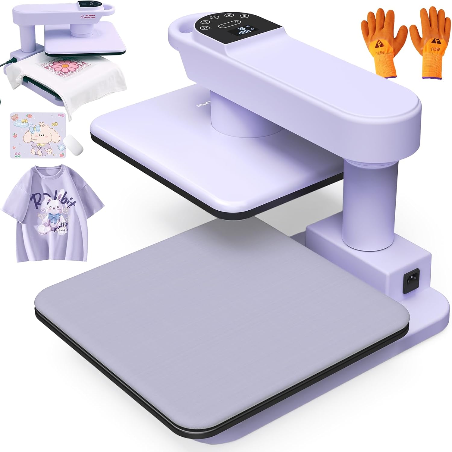 Whubefy 360° Swivel Auto Heat Press 15×15 – Professional Automatic Shirt Press Machine with Auto Release & 7-Level Auto Pressure – Swing Away Large Pro Heat Press Machine for T Shirts Hoodie HTV Vinyl
